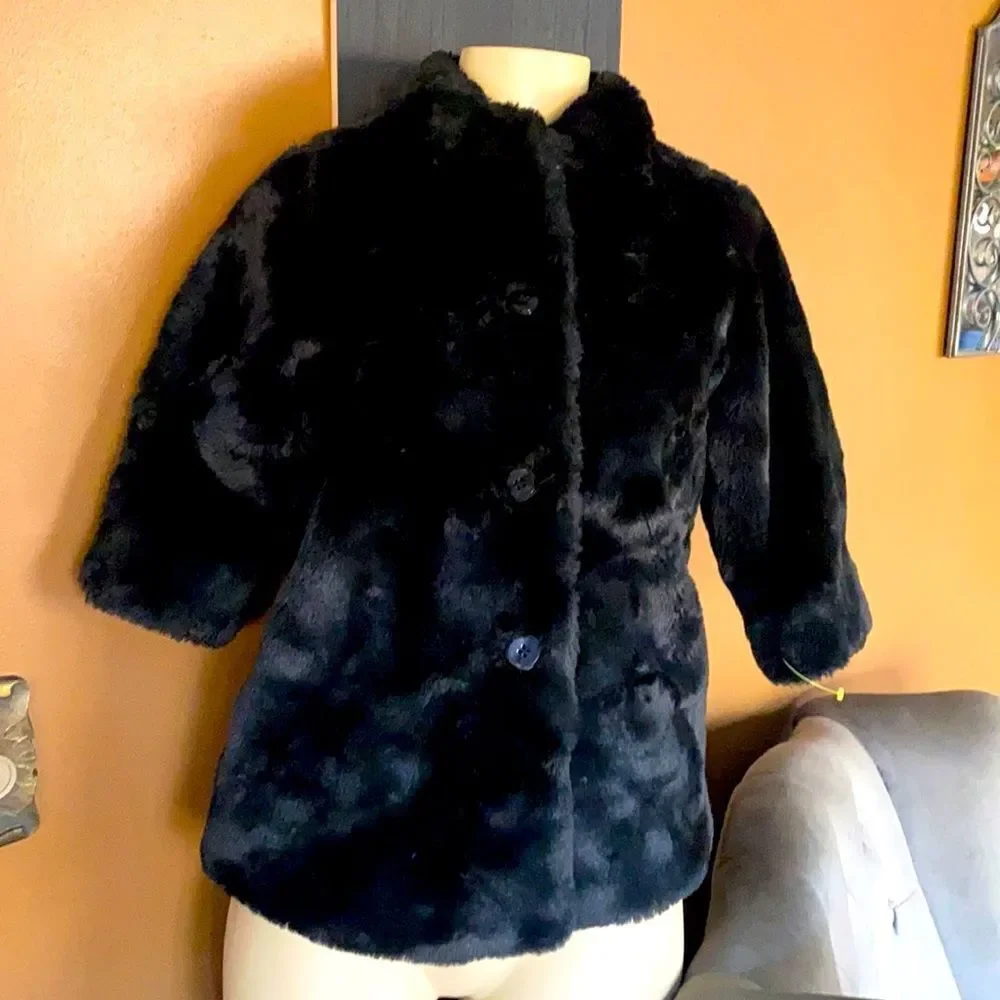 Black Faux Fur Coat kids Girls 5T Black